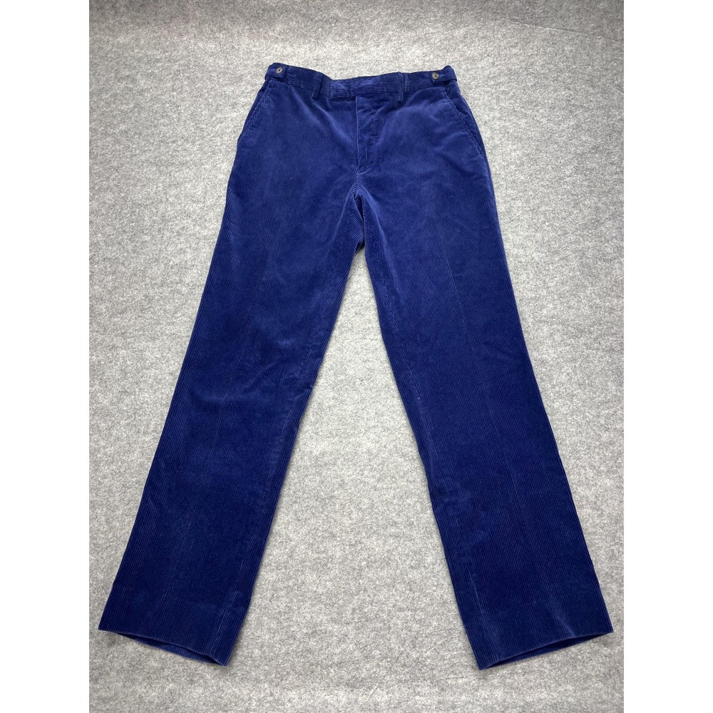 Polo Ralph Lauren Pants Mens 33x30 Blue Corduroy Chino Elastic Waist Made Italy